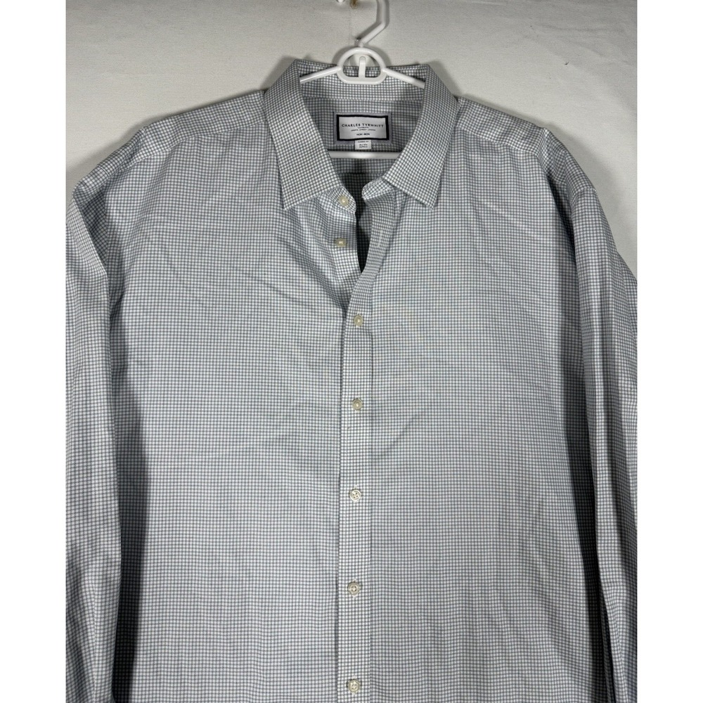 CHARLES TYRWHITT Dress Shirt Check Mens 20/37 Classic Fit Long Sleeve Non Iron
